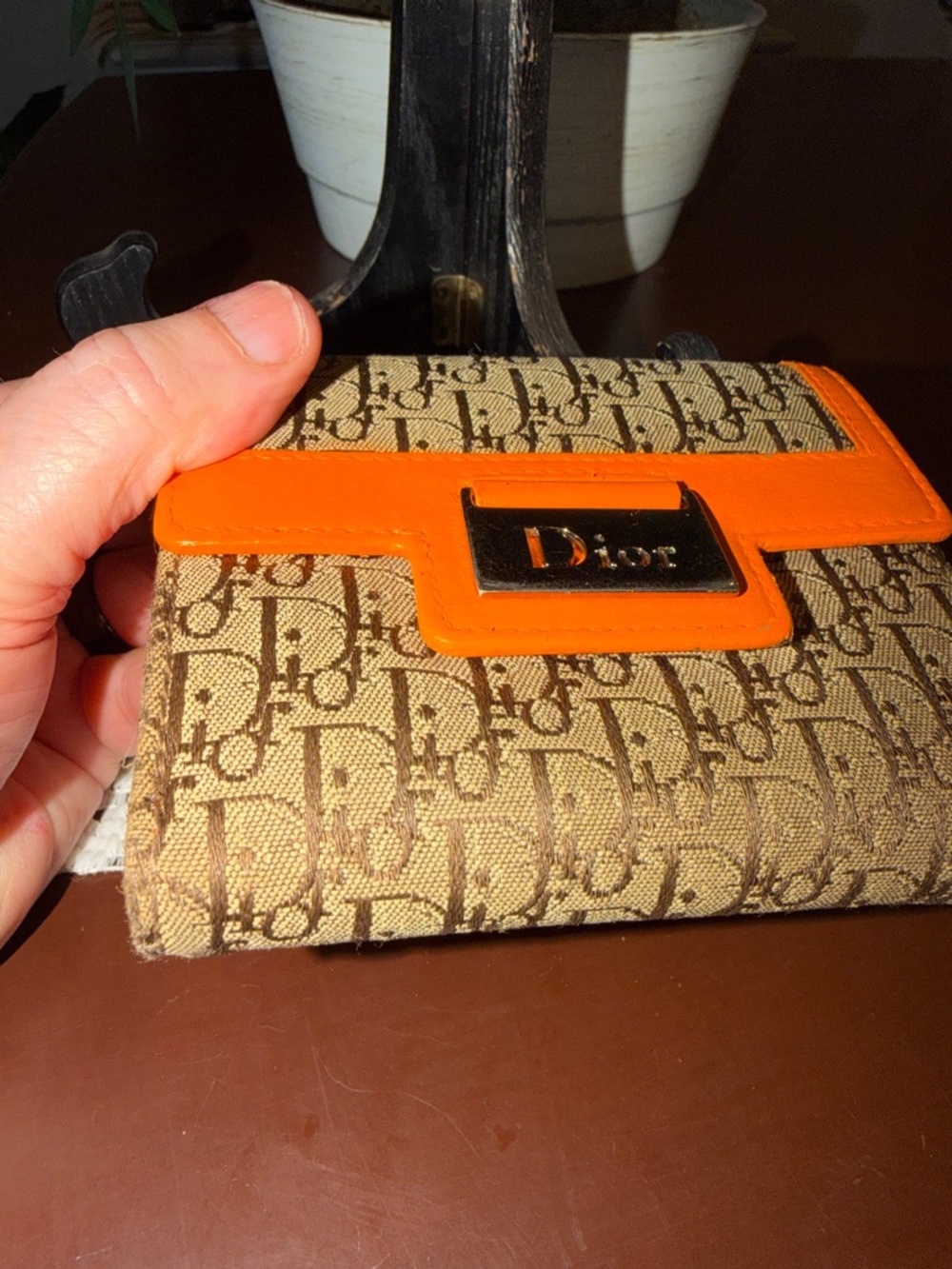Dior Signature Canvas Small Wallet with Orange Trim - Picture 13 of 13
